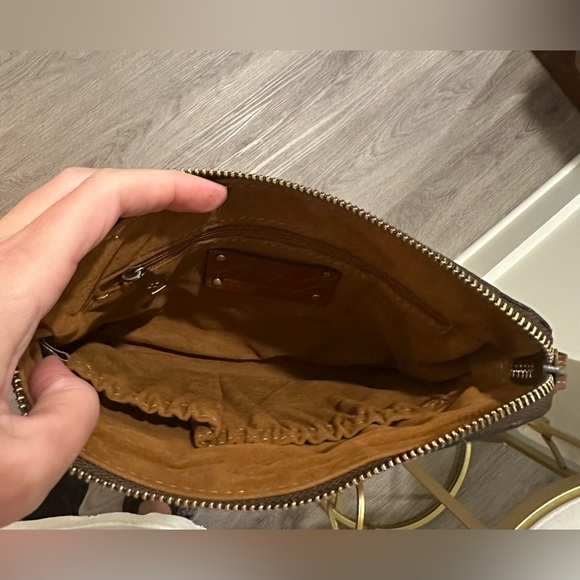 Patricia Nash Brown and Red Floral Leather Clutch Wristlet - Picture 6 of 7